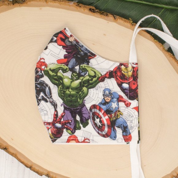 Labor of Love Baby Boutique Other - Avengers Cartoon Reusable Cloth Face Mask with Adjustable Ties